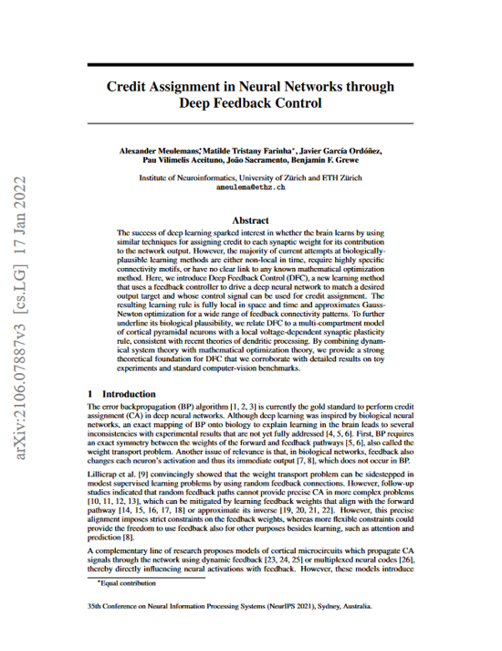 Credit Assignment in Neural Networks through Deep Feedback Control