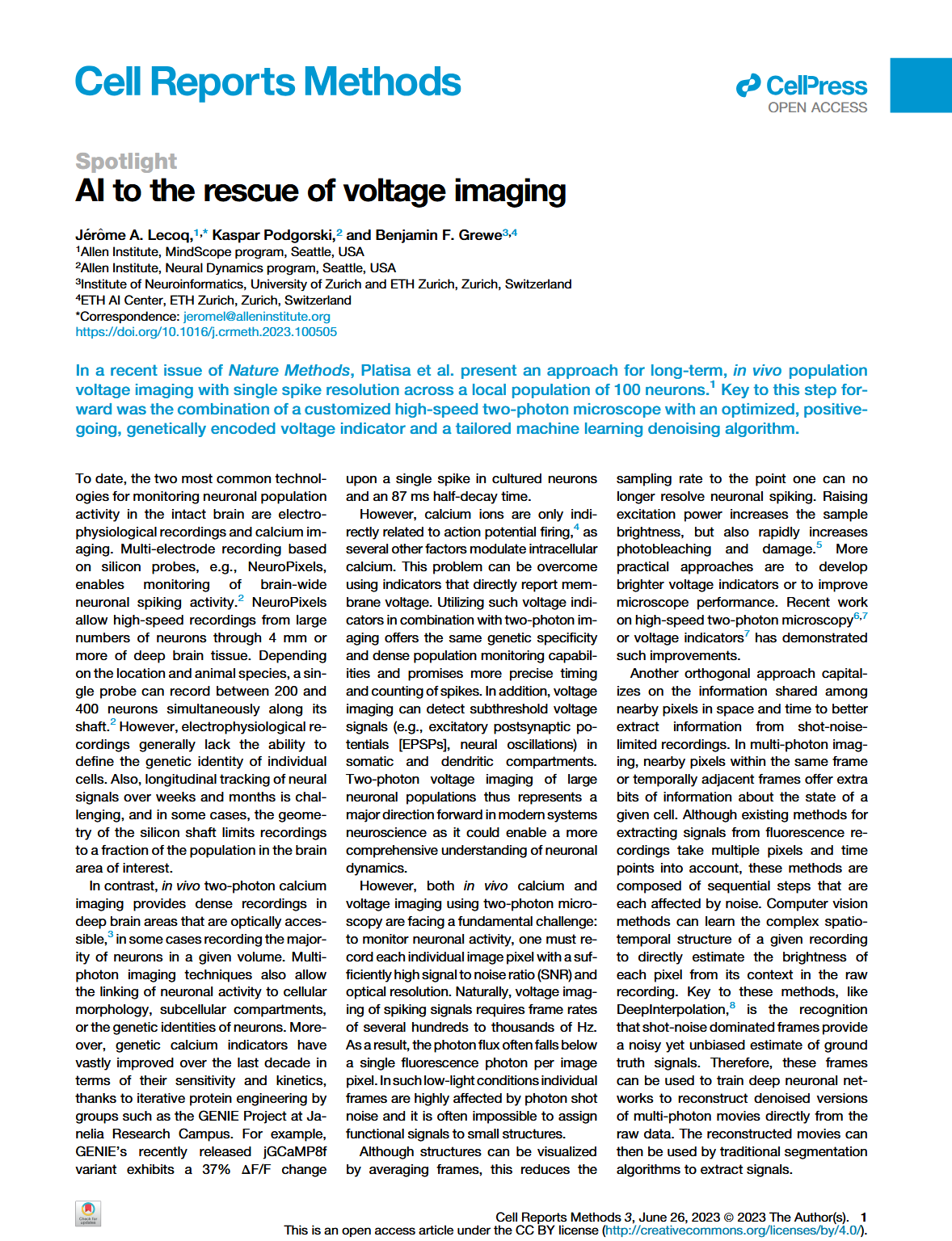 AI to the Rescue of Voltage Imaging.