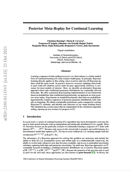 Posterior Meta-Replay for Continual Learning