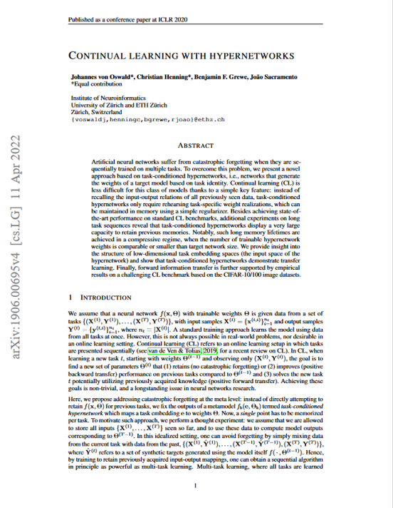 Continual Learning with Hypernetworks.